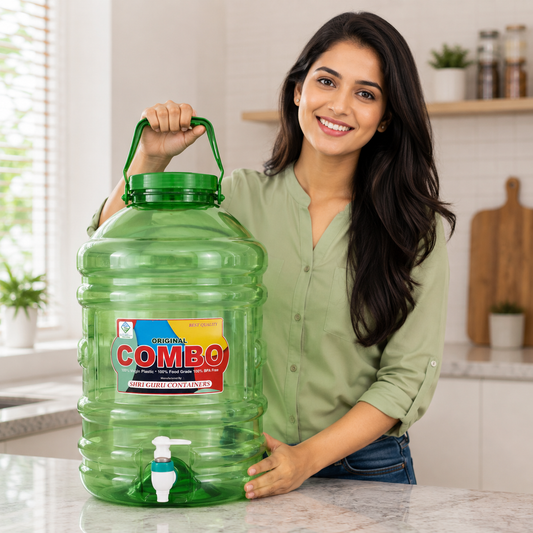 PLAMO Combo 20 Litre Water Dispenser with Tap Green Color