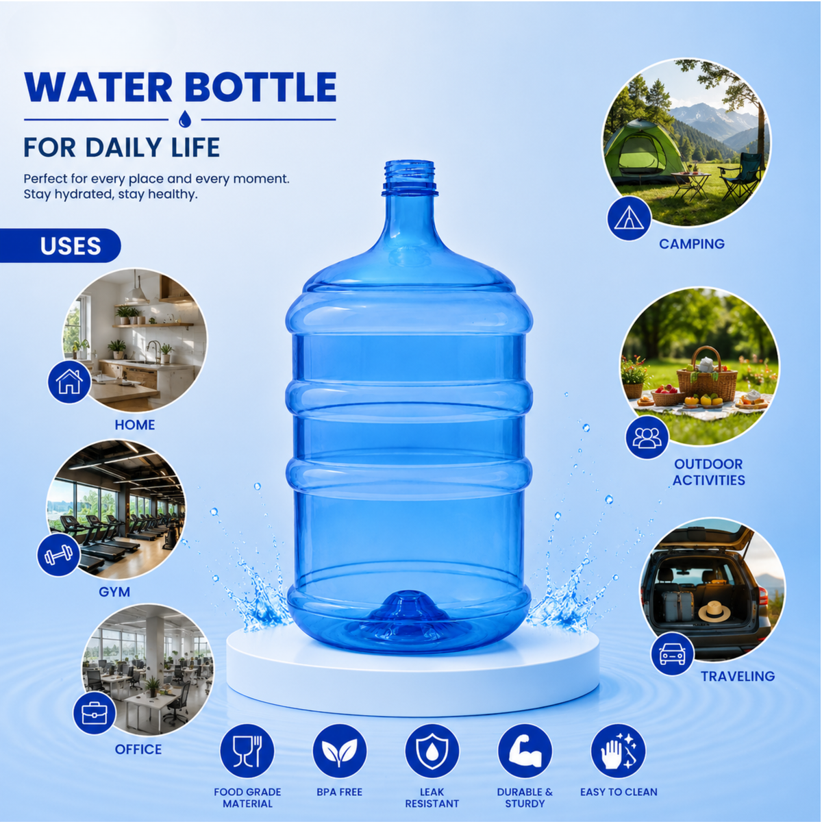 PLAMO 20 Litre Water Dispenser Bottle Blue