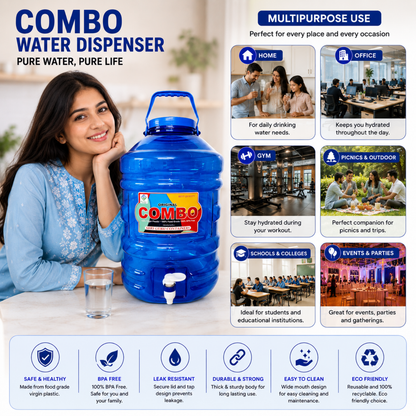 PLAMO Combo 20 Litre Water Dispenser with Tap Blue Color