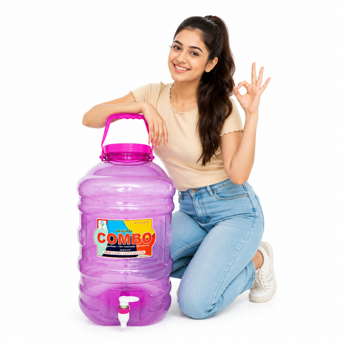 PLAMO Combo 20 Litre Water Dispenser with Tap Pink Color
