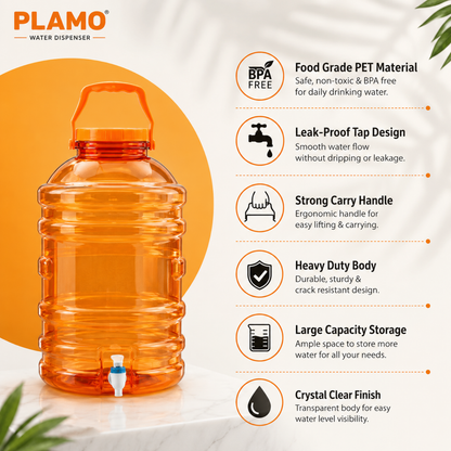 PLAMO Combo 20 Litre Water Dispenser with Tap Orange Color