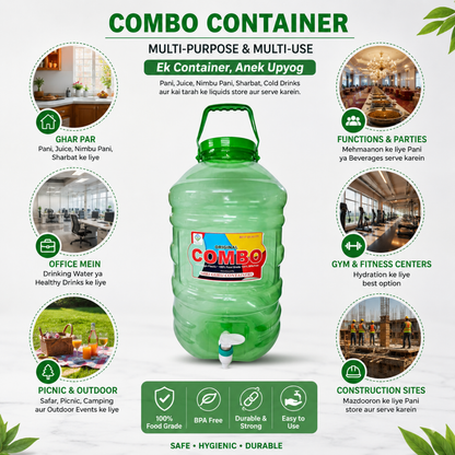 PLAMO Combo 20 Litre Water Dispenser with Tap Green Color