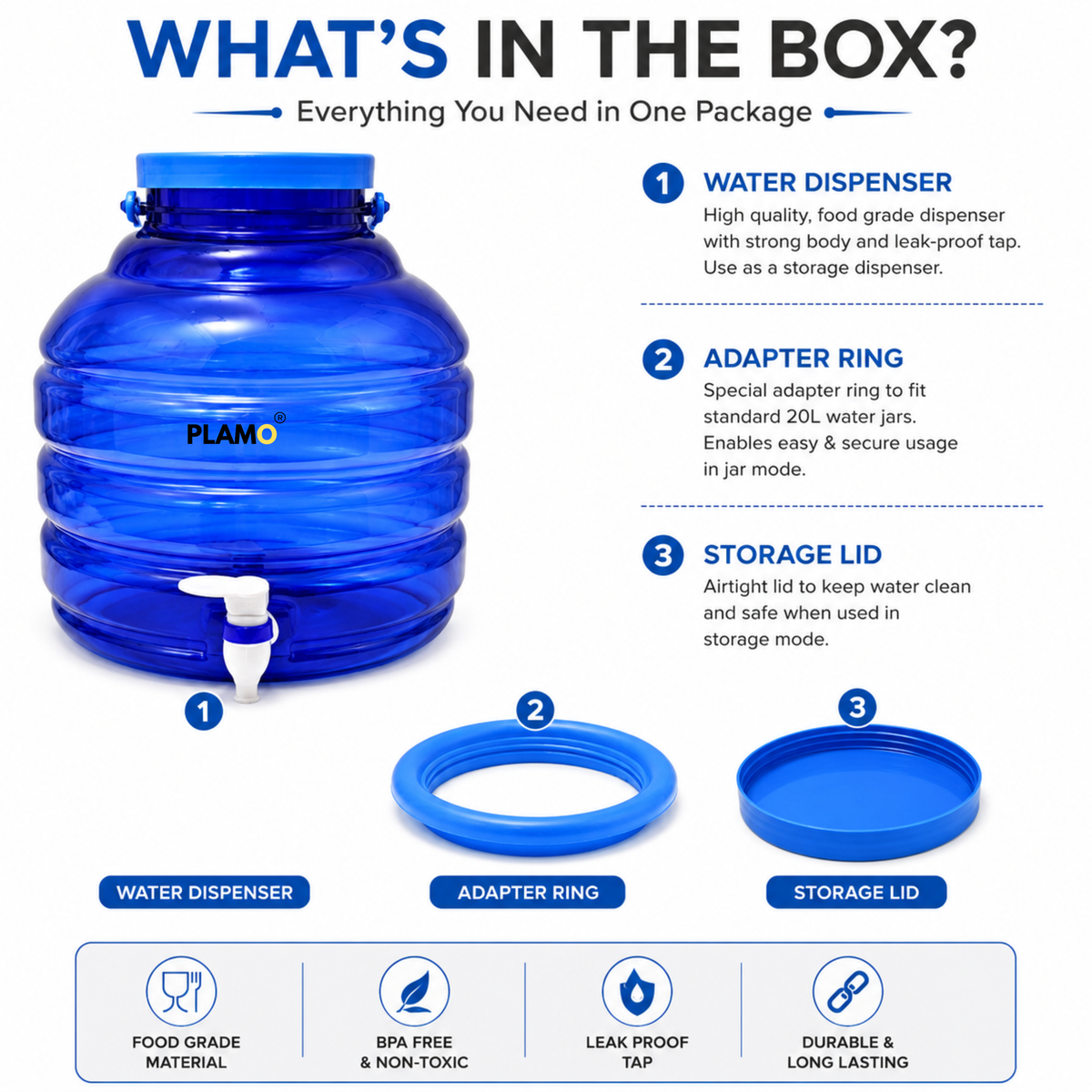PLAMO 10 Litre 2-in-1 Water Dispenser with Tap