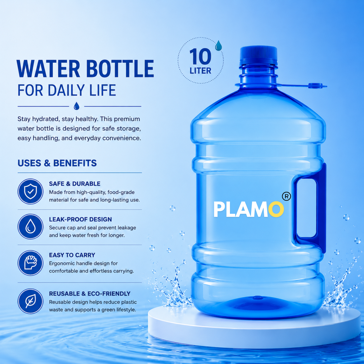 10 Litre Water Dispenser Bottle with Handle