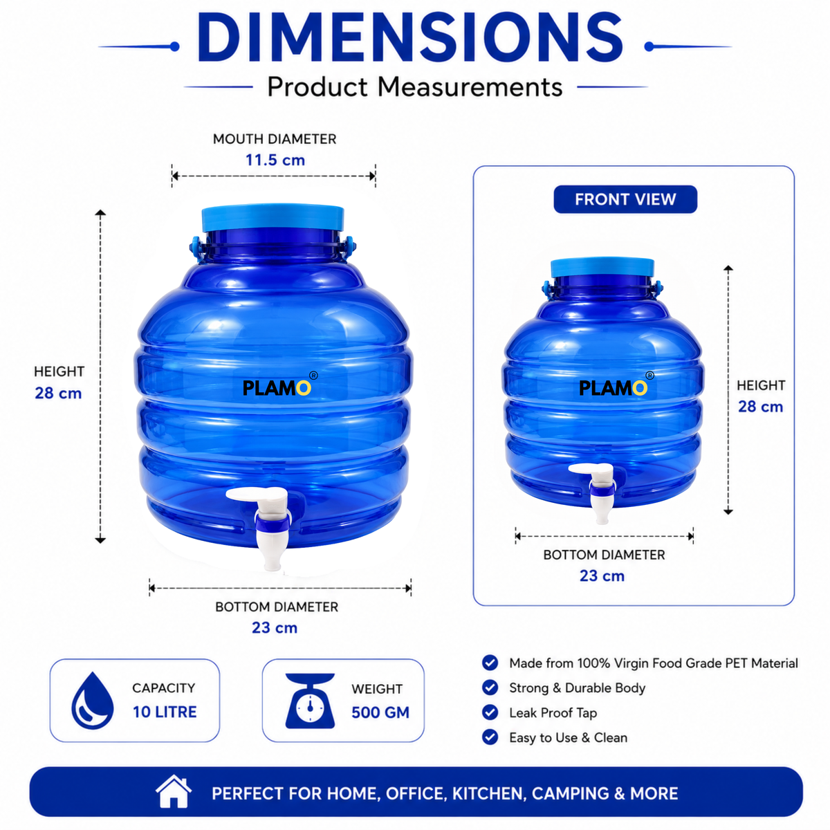 PLAMO 10 Litre 2-in-1 Water Dispenser with Tap