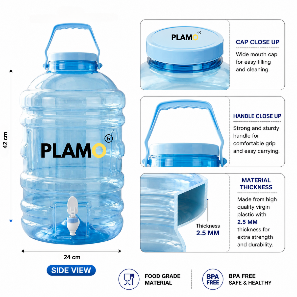 PLAMO Combo 20 Litre Water Dispenser with Tap New Tone Color